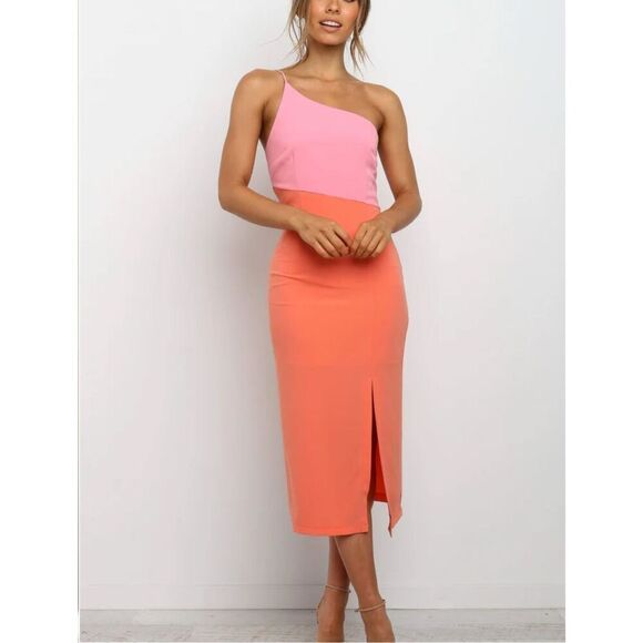 Petal & Pup XIOMAR One Shoulder DRESS - ORANGE Size 12 Nwot - Picture 1 of 9